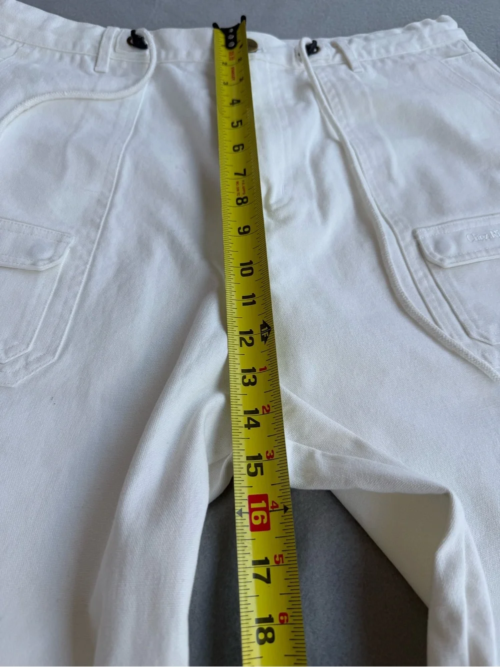 Chez Rien Wide Fatigue Pants In Bone Men Sz XL Loose Fit Draw Cord Waist Canvas